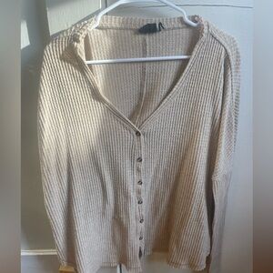 Women's Beige Button-Up Sweater